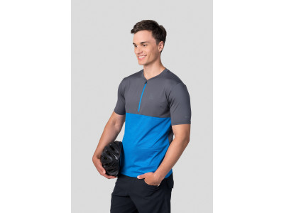Men's active short sleeve T-shirt SANVI asphalt/french blue mel