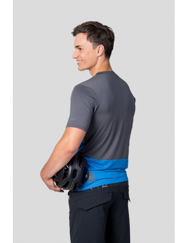 Men's active short sleeve T-shirt SANVI asphalt/french blue mel