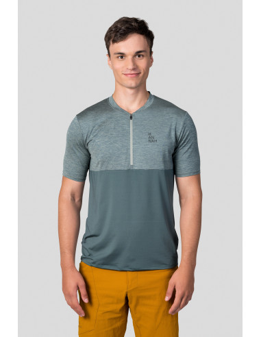 Men's active short sleeve T-shirt SANVI dark forest mel/dark forest