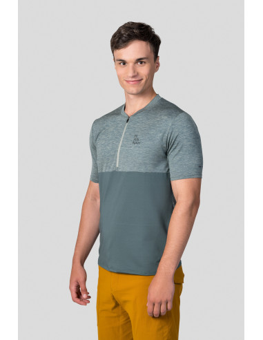 Men's active short sleeve T-shirt SANVI dark forest mel/dark forest