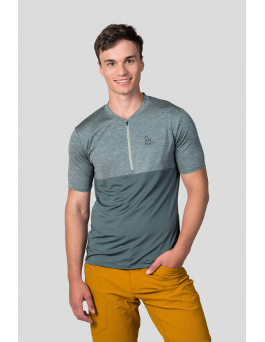 Men's active short sleeve T-shirt SANVI dark forest mel/dark forest