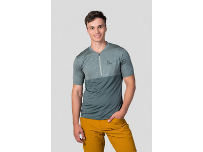 Men's active short sleeve T-shirt SANVI dark forest mel/dark forest