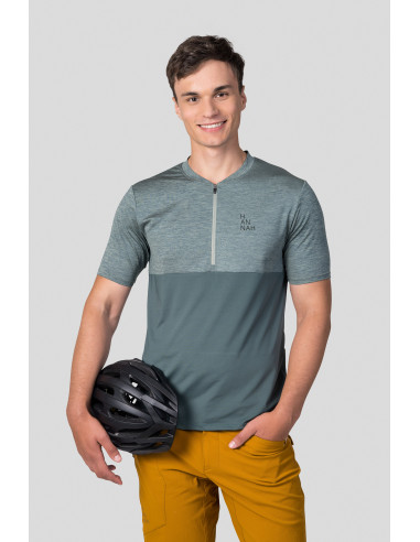 Men's active short sleeve T-shirt SANVI dark forest mel/dark forest