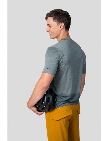 Men's active short sleeve T-shirt SANVI dark forest mel/dark forest