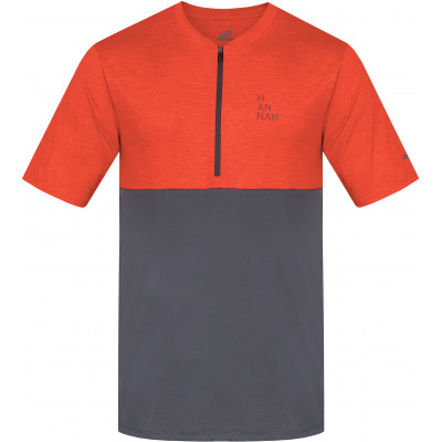 Men's active short sleeve T-shirt SANVI cherry tomato mel/asphalt