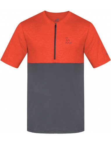 Men's active short sleeve T-shirt SANVI cherry tomato mel/asphalt