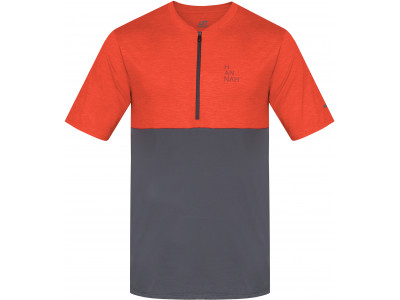 Men's active short sleeve T-shirt SANVI cherry tomato mel/asphalt