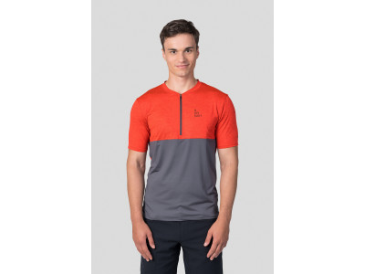 Men's active short sleeve T-shirt SANVI cherry tomato mel/asphalt