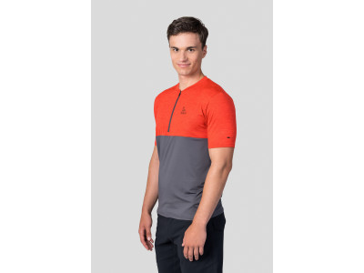 Men's active short sleeve T-shirt SANVI cherry tomato mel/asphalt