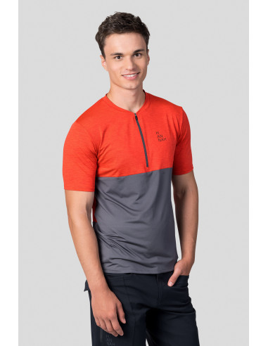 Men's active short sleeve T-shirt SANVI cherry tomato mel/asphalt