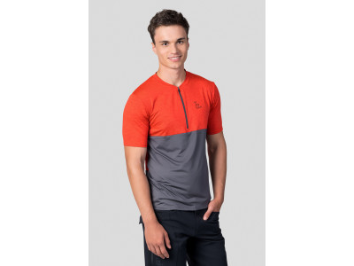 Men's active short sleeve T-shirt SANVI cherry tomato mel/asphalt