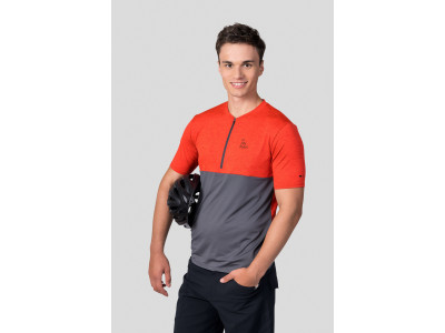 Men's active short sleeve T-shirt SANVI cherry tomato mel/asphalt