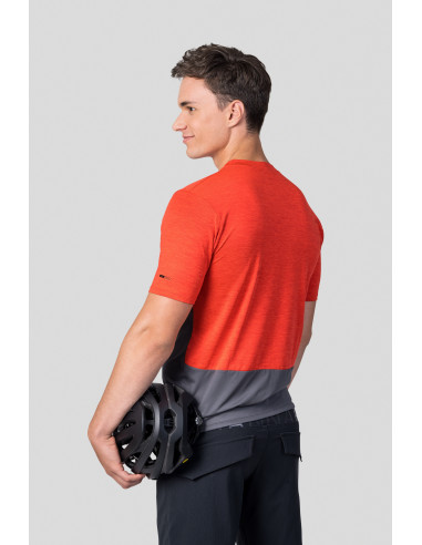 Men's active short sleeve T-shirt SANVI cherry tomato mel/asphalt