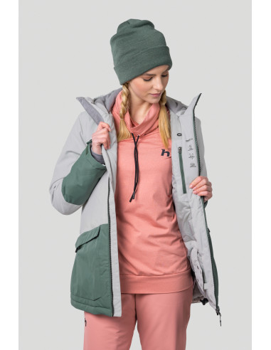 Ladies ski jacket MALIKA II dawn blue / dark forest