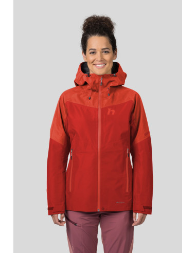 Ladies alpine trekking jacket ABIGAIL molten lava / cherry tomato