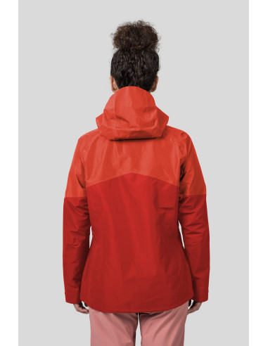 Ladies alpine trekking jacket ABIGAIL molten lava / cherry tomato