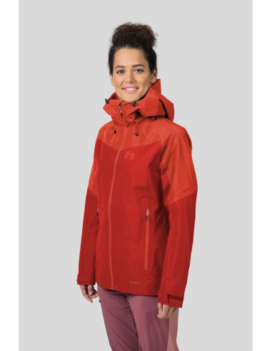 Ladies alpine trekking jacket ABIGAIL molten lava / cherry tomato