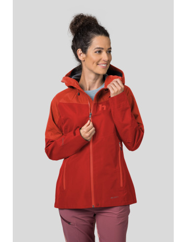 Ladies alpine trekking jacket ABIGAIL molten lava / cherry tomato