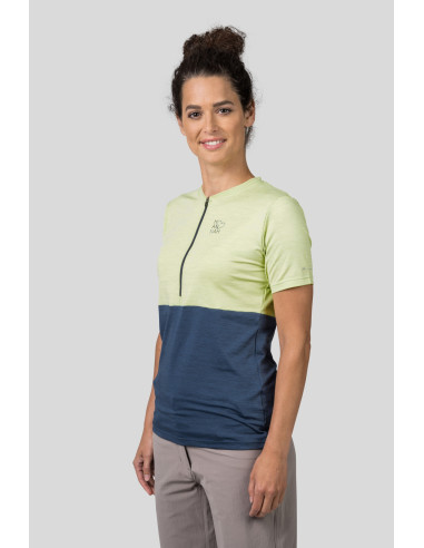 Ladies cycling short sleeve T-shirt BERRY sunny lime mel / india ink mel