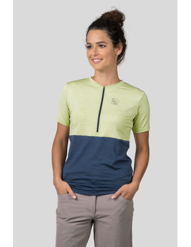 Ladies cycling short sleeve T-shirt BERRY sunny lime mel / india ink mel