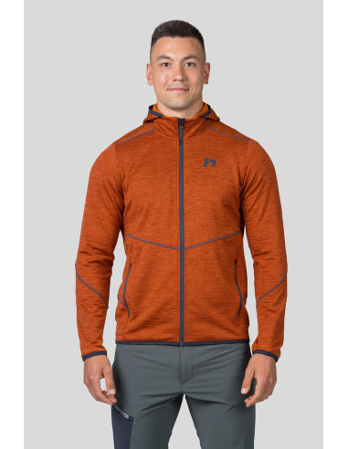 Mens trekking sweatshirt DAMAR HOODY burnt orange mel