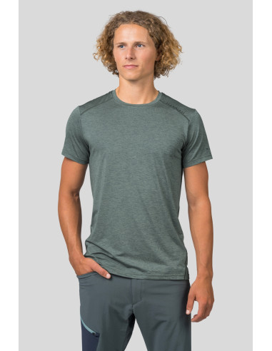 Mens short sleeve T-shirt PELTON dark forest mel