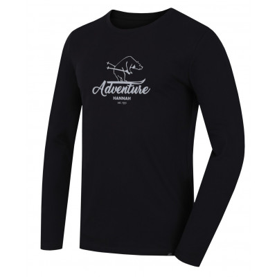 Men's leisure time T-shirt with long sleeves SKILL anthracite (print 2)