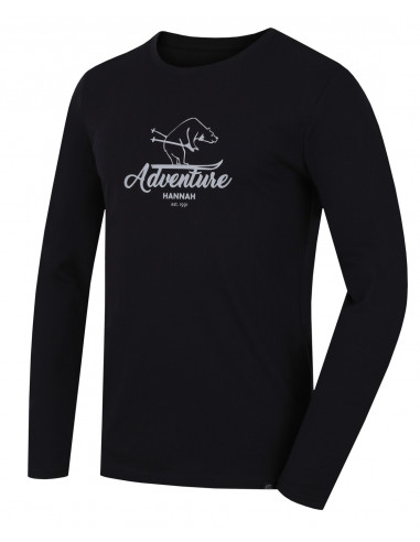 Men's leisure time T-shirt with long sleeves SKILL anthracite (print 2)
