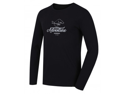 Men's leisure time T-shirt with long sleeves SKILL anthracite (print 2)