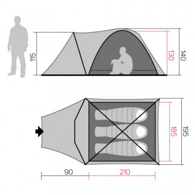 camping Tent HOVER 3 Spring green/cloudy gray 2