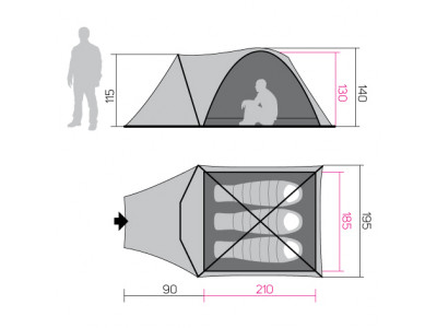 camping Tent HOVER 3 Spring green/cloudy gray