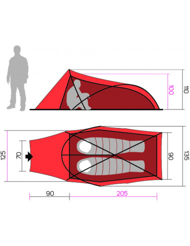 Tent Hawk 2 SNOW Men'sdarin red