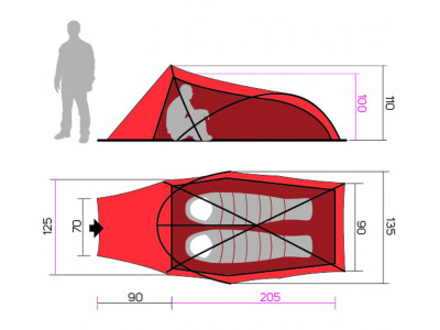 Tent Hawk 2 SNOW Men'sdarin red