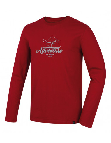 Men's leisure time T-shirt with long sleeves SKILL garnet (print 2)