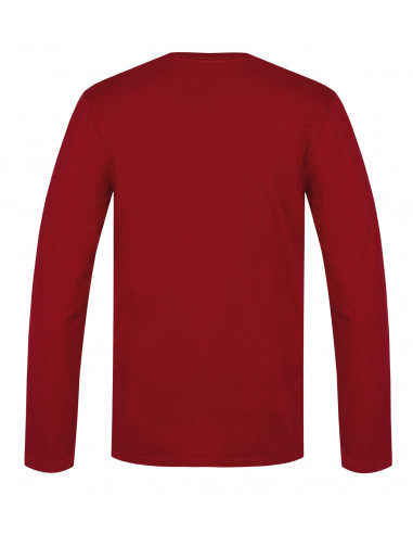 Men's leisure time T-shirt with long sleeves SKILL garnet (print 2)