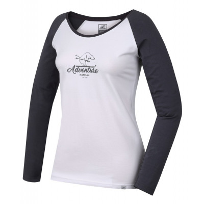 Ladies  T-shirt with long sleeves FABRIS bright white/castlerock