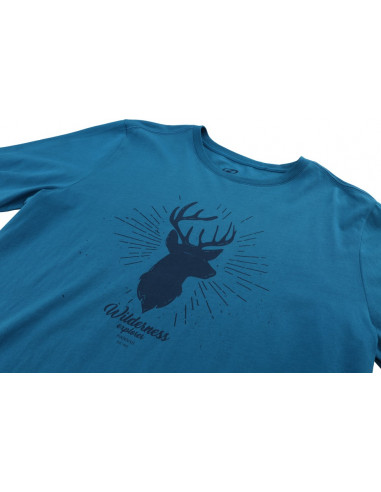 Men's leisure time T-shirt with long sleeves SKILL blue sapphire (print 1)