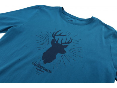 Men's leisure time T-shirt with long sleeves SKILL blue sapphire (print 1)