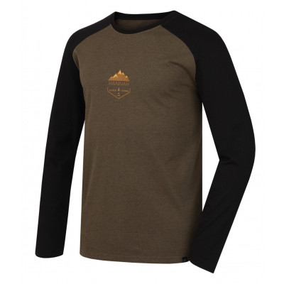 Men's leisure time T-shirt with long sleeves NEBU thyme mel/anthracite