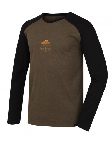 Men's leisure time T-shirt with long sleeves NEBU thyme mel/anthracite