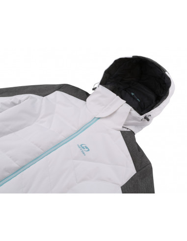 Ladies skiing jacket NANETT bright white/gray mel